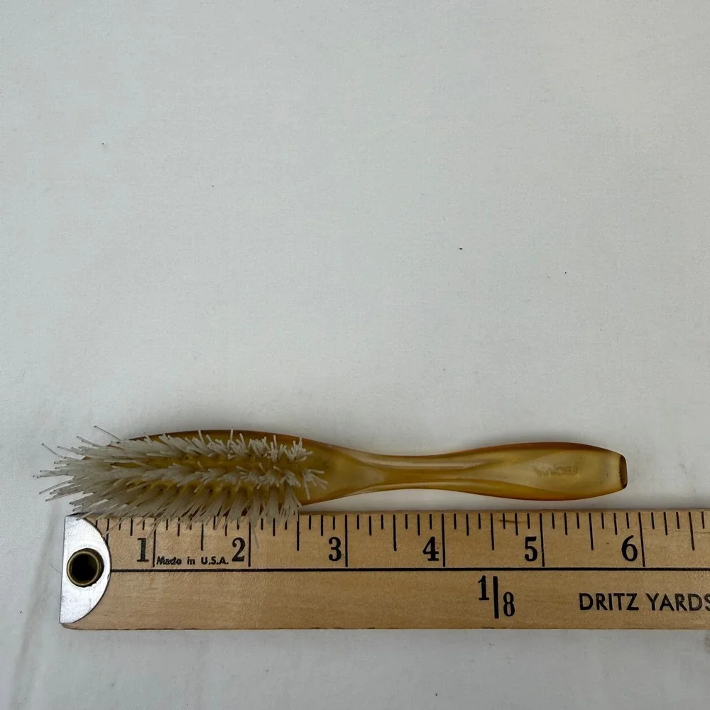 Vintage Avon Hair Brush Amber Faux Tortoise‎ Shell Handle White Bristles 5.75